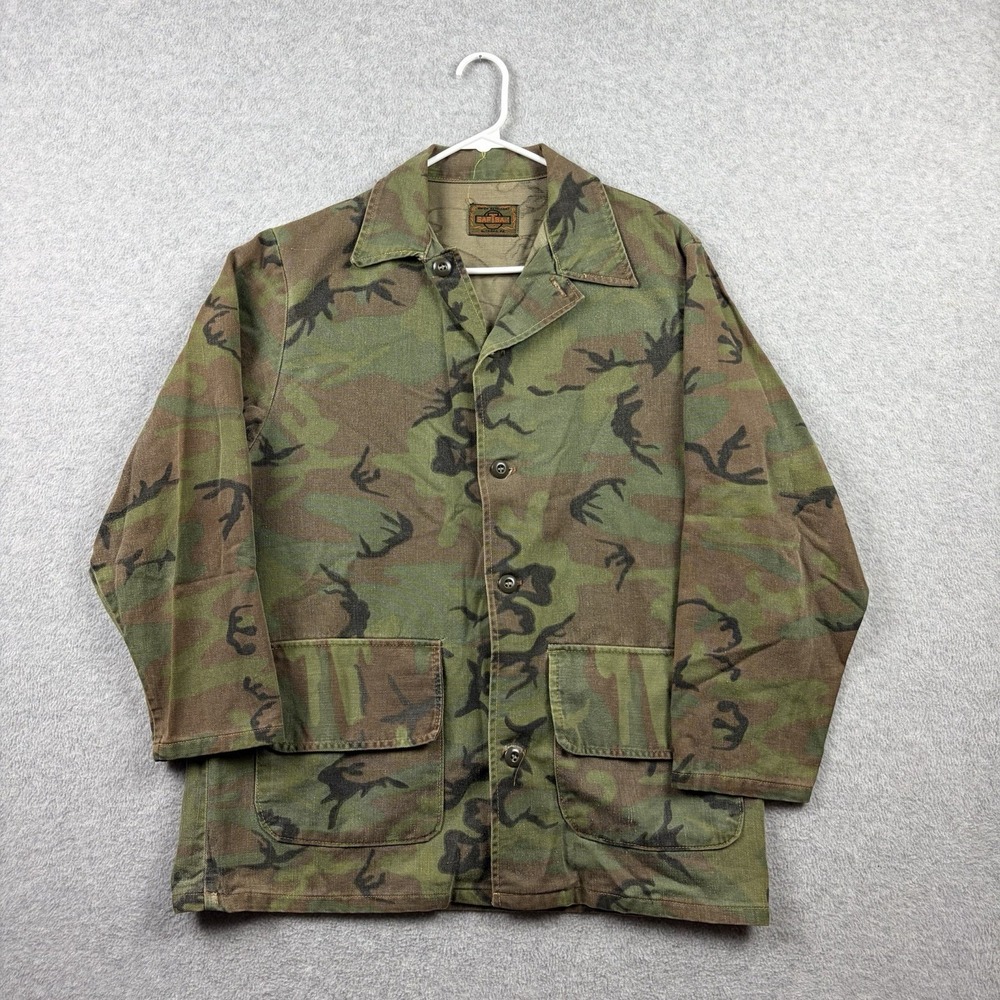 Vintage Saftbak‎ Jacket Mens Medium Invisible ERDL Camo Canvas Chore 60s 70s